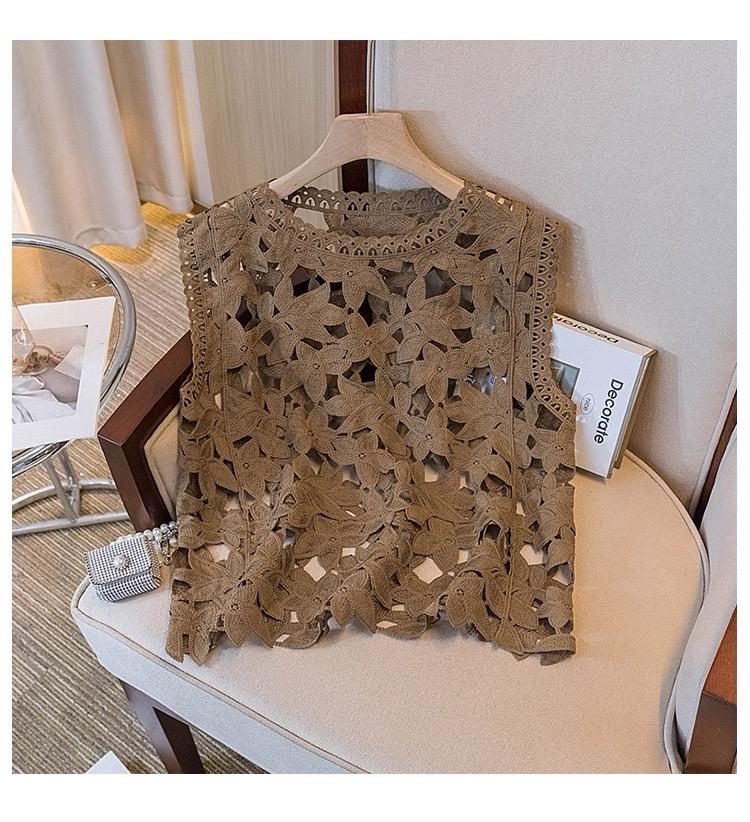 Mocha Petals Overlay Top