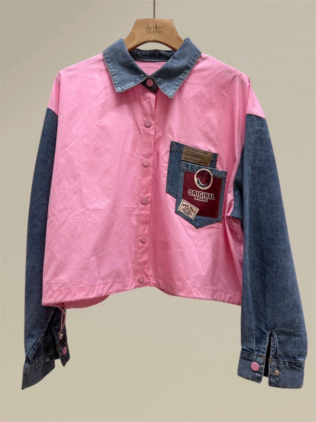 Urban Rebel Patch Shirt-Pink