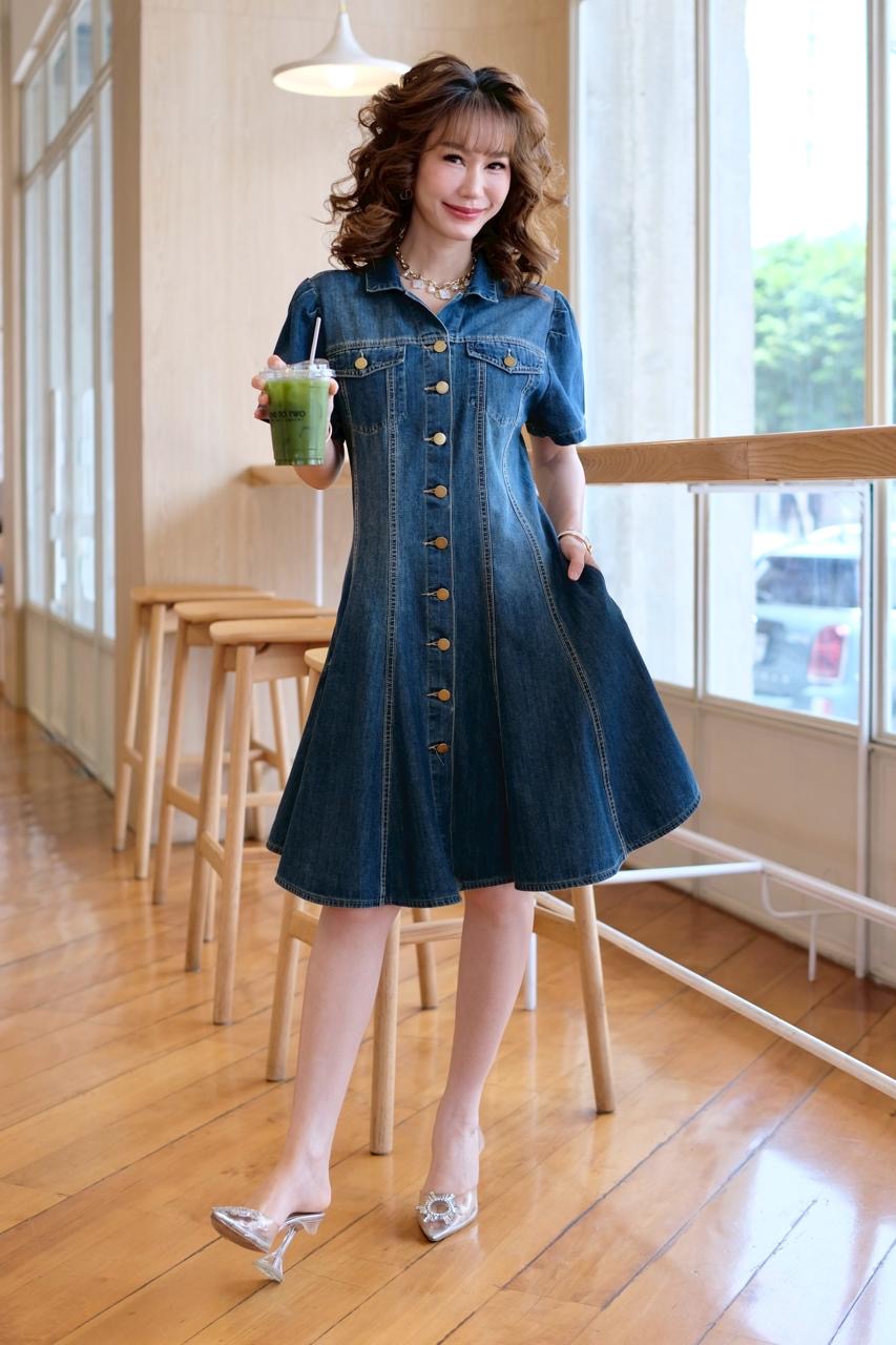 Urban Indigo Shirt Dress-Dark Blue