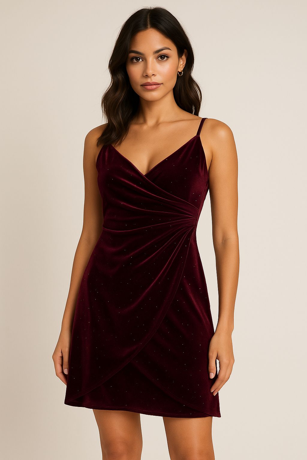 Wine Desire Velvet Wrap Dress
